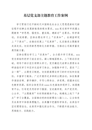 基层党支部主题教育工作案例