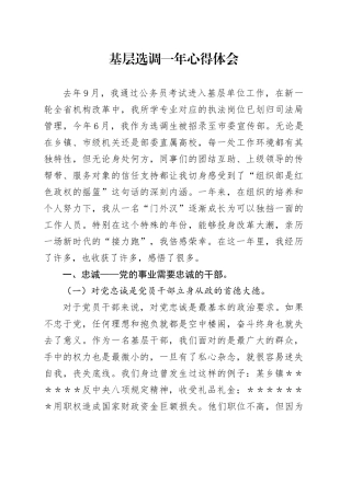 基层选调一年心得体会 （2）