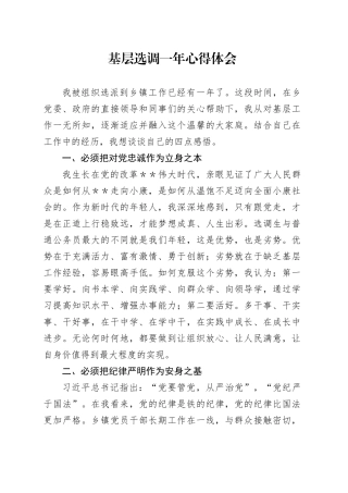 基层选调一年心得体会