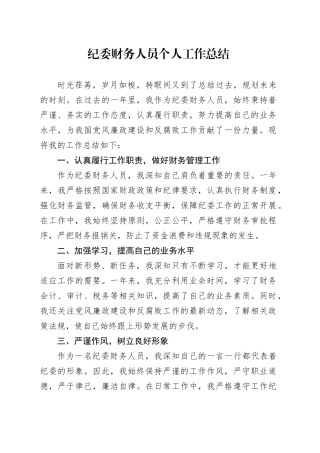 纪委财务人员个人工作总结