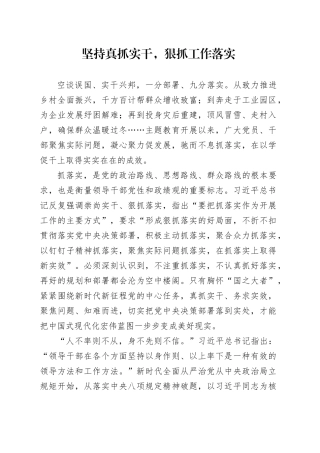 坚持真抓实干，狠抓工作落实