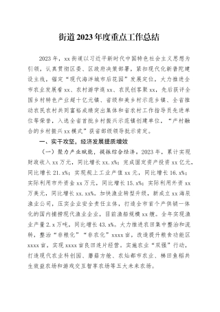 街道2023年度重点工作总结（20240124）(1)