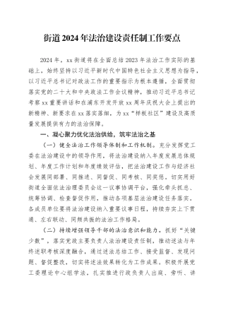 街道2024年法治建设责任制工作要点（20240423）