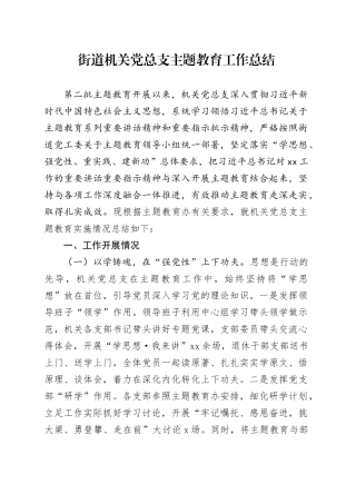 街道机关党总支主题教育工作总结