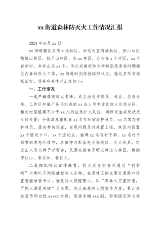 街道森林防灭火工作情况汇报6.11