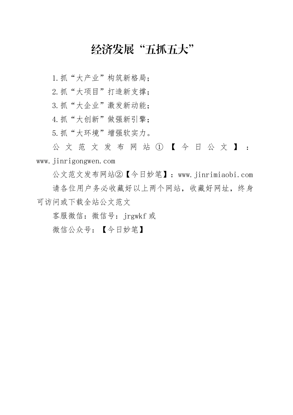 经济发展“五抓五大”_第1页