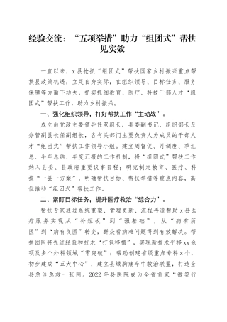 经验交流：“五项举措”助力“组团式”帮扶见实效