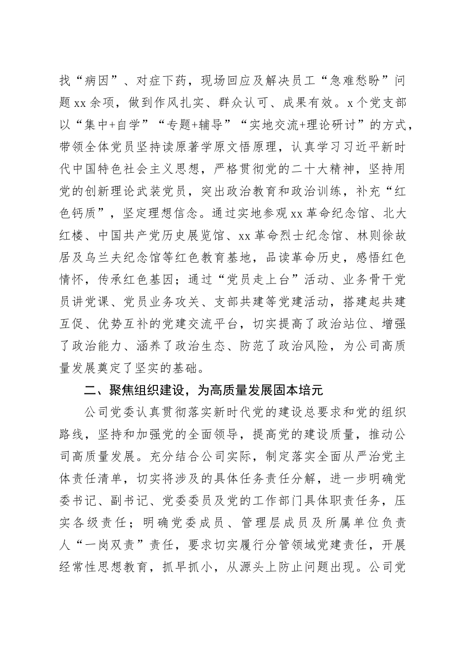 经验交流：坚持“六个聚焦” 持续精准发力，以高质量党建引领高质量发展_第2页