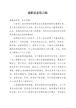 就职表态发言稿
