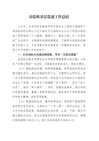 局党组抓基层党建工作总结3000字