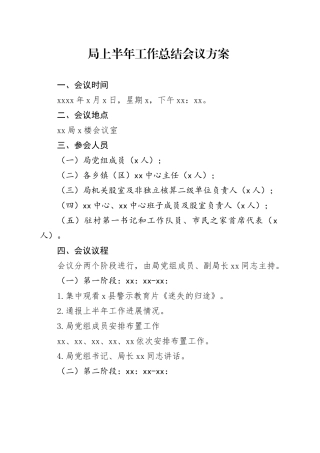 局上半年工作总结会议方案20240710