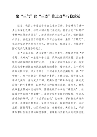 聚“三气”葆“三姿” 推进改革行稳致远