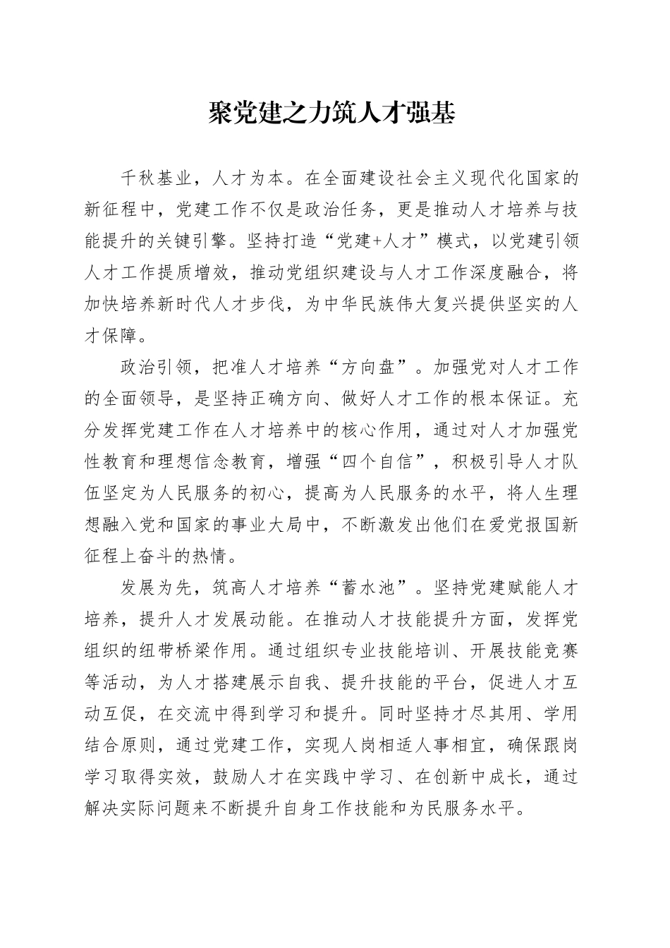 聚党建之力 筑人才强基_第1页
