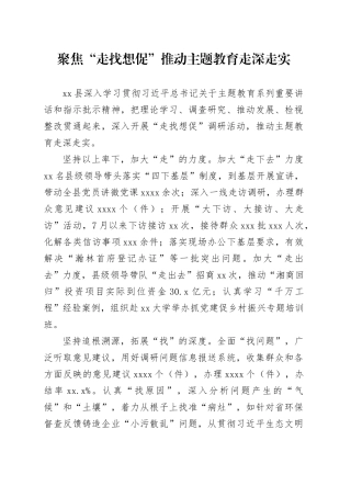 聚焦“走找想促” 推动主题教育走深走实