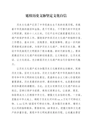 理论文章、评论心得：延续历史文脉 坚定文化自信