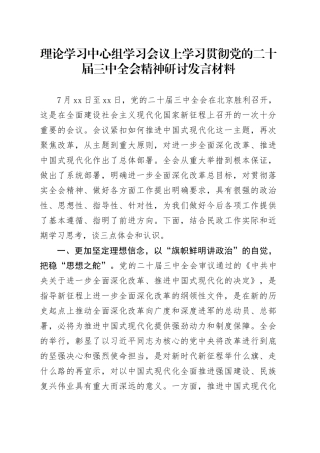 理论学习中心组学习会议上学习贯彻党的二十届三中全会精神研讨发言材料 （2）