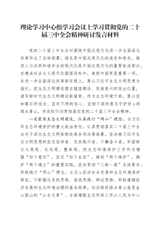 理论学习中心组学习会议上学习贯彻党的二十届三中全会精神研讨发言材料 （4）