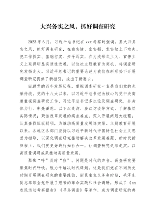 理论中心组研讨发言讲话心得：大兴务实之风，抓好调查研究