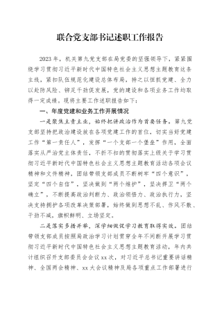 联合党支部书记述职工作报告