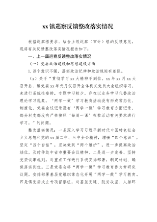 镇巡察反馈整改落实情况