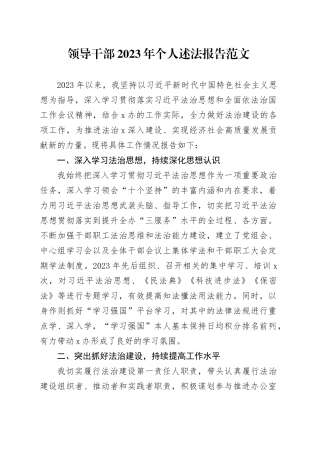 领导2023年个人述法报告法治建设第一责任人职责20240301