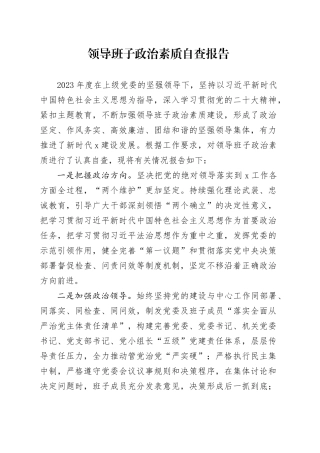 领导班子政治素质自查报告