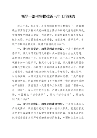 领导干部考察提拔近三年工作总结1700字