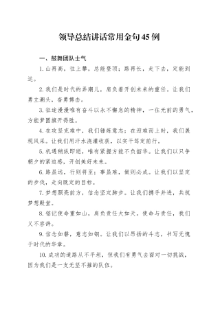 领导总结讲话常用金句45例
