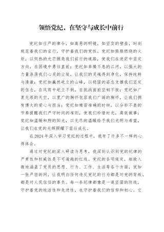 领悟党纪，在坚守与成长中前行