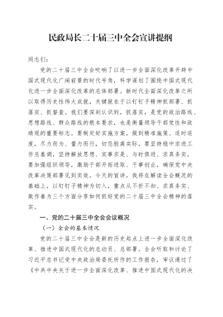 民政局长二十届三中全会宣讲提纲