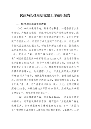 民政局长抓基层党建工作述职报告