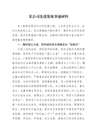 某公司先进集体事迹材料