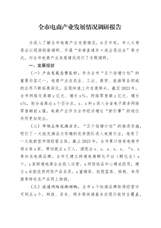 某市电商产业发展情况调研报告