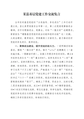 某县基层党建工作交流发言
