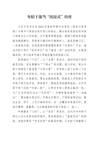 年轻干部当“沉浸式”培育