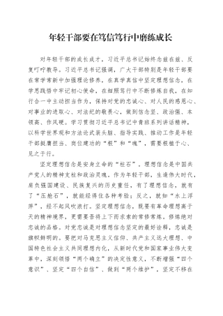 年轻干部要在笃信笃行中磨练成长