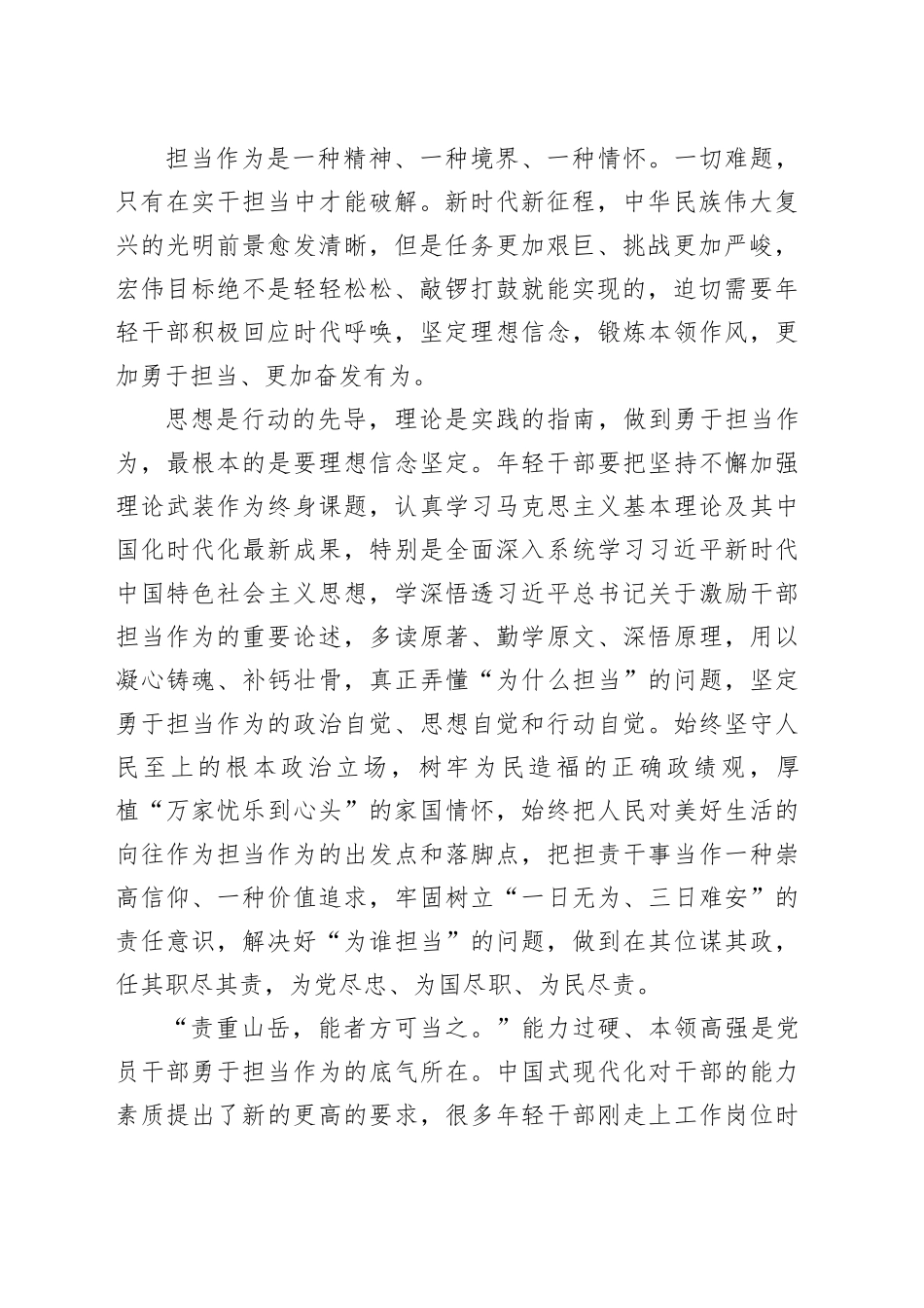 年轻干部要自觉做勇于担当作为的不懈奋斗者_第2页