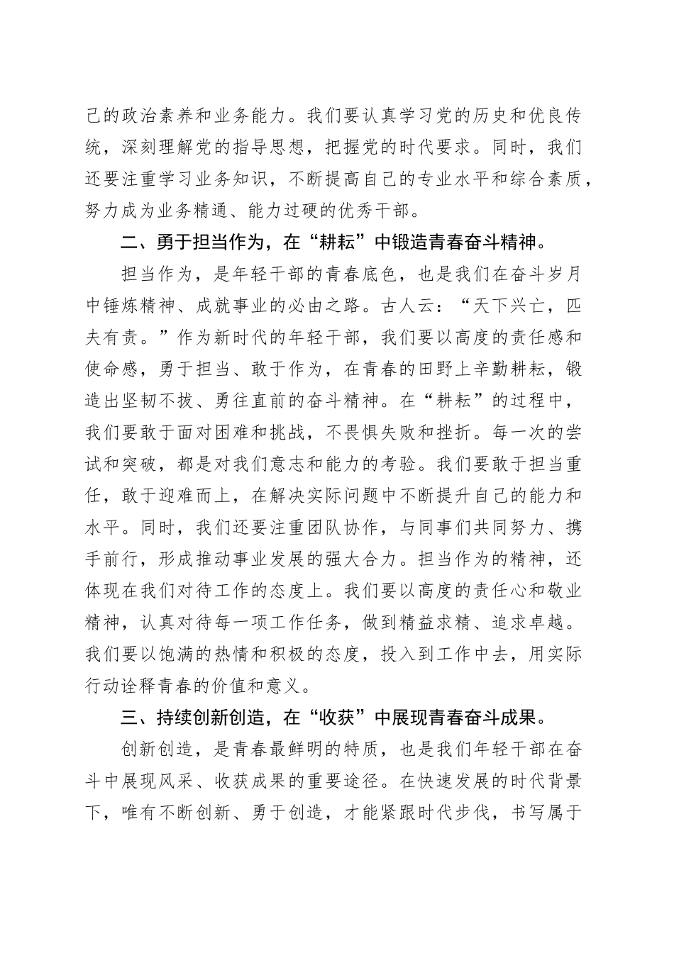 年轻干部座谈会发言稿：砥砺青春绽芳华，奋斗岁月铸辉煌_第2页