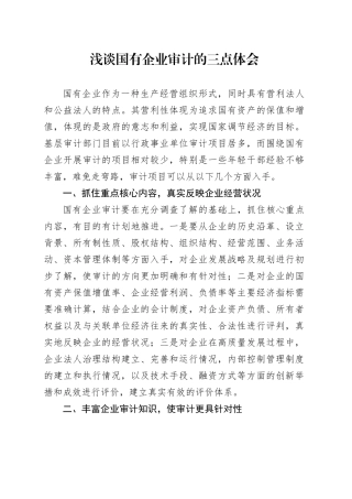 浅谈国有企业审计的三点体会