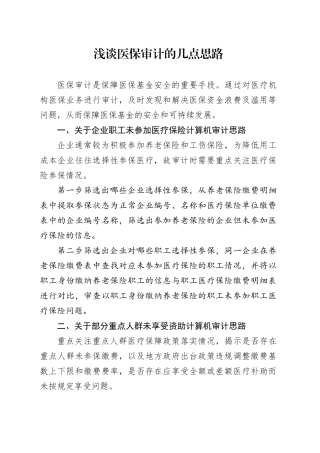 浅谈医保审计的几点思路