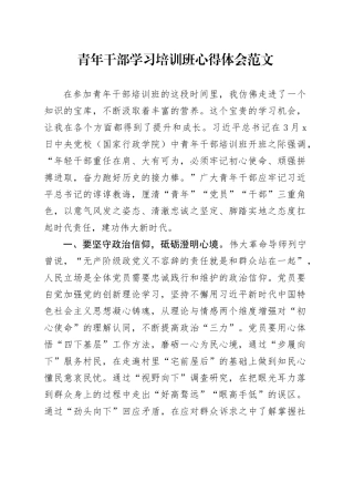 青年干部学习培训班心得体会年轻研讨发言材料20240419