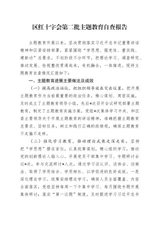 区红十字会第二批主题教育自查报告