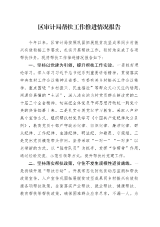 区审计局帮扶工作推进情况报告