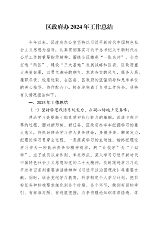 区政府办2024年工作总结