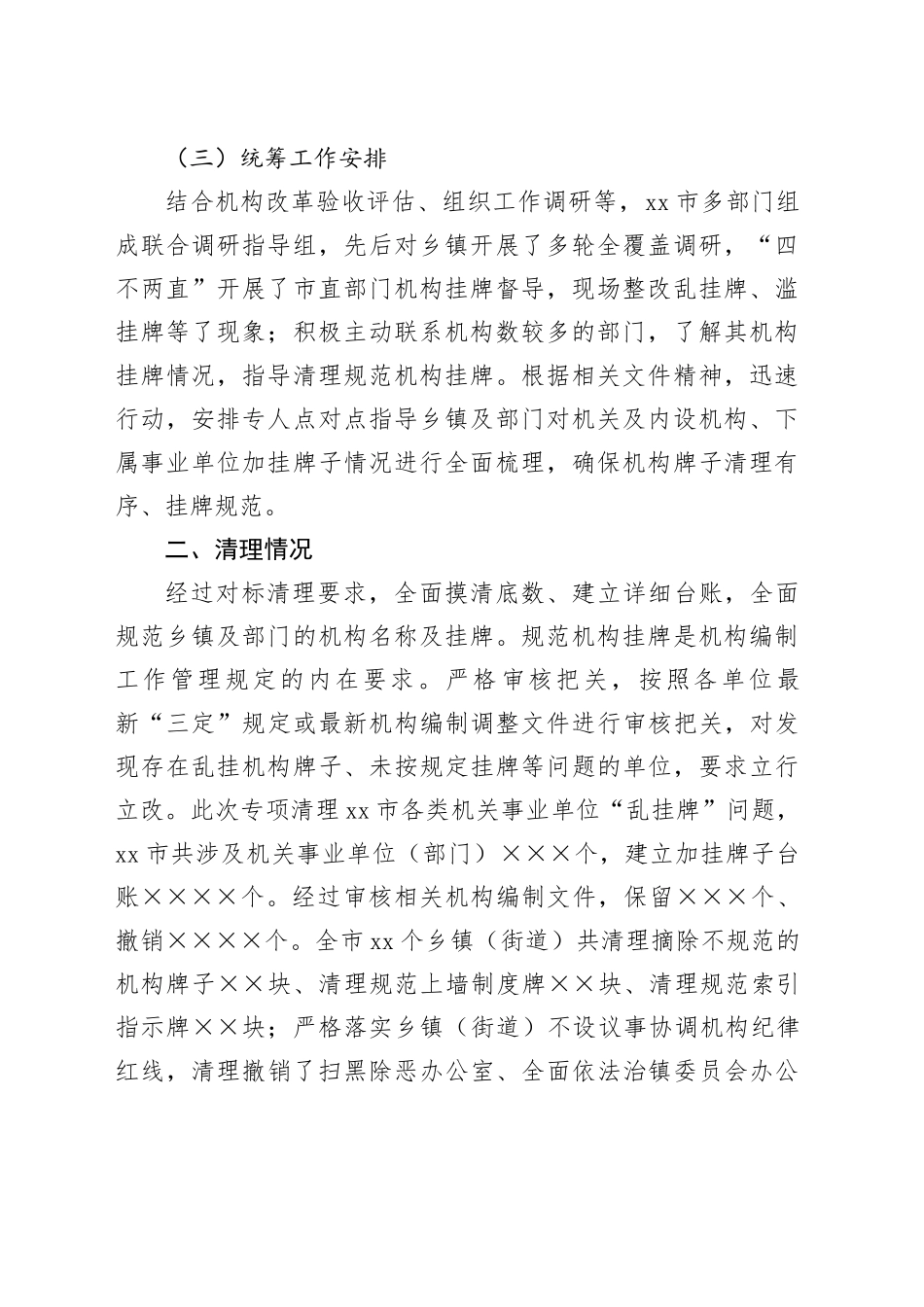 市开展乱挂机构牌子专项清理工作情况报告_第2页