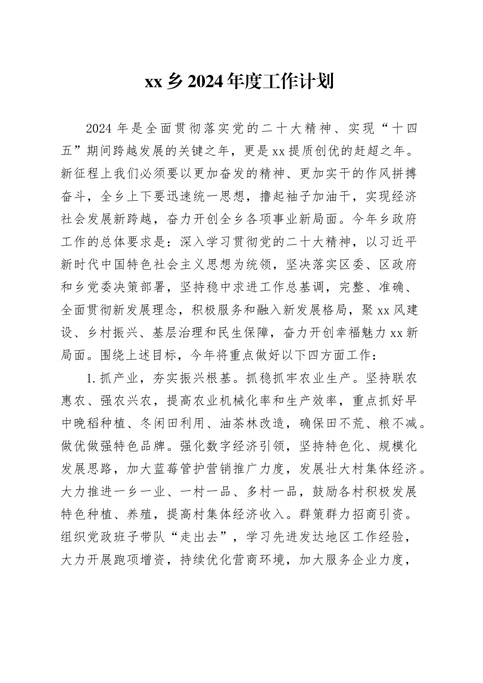 乡2024年度工作计划（20240325）_第1页