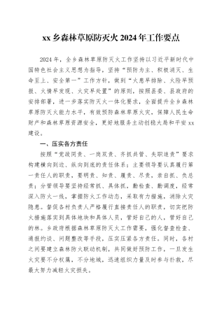 乡森林草原防灭火2024年工作要点（20240301）
