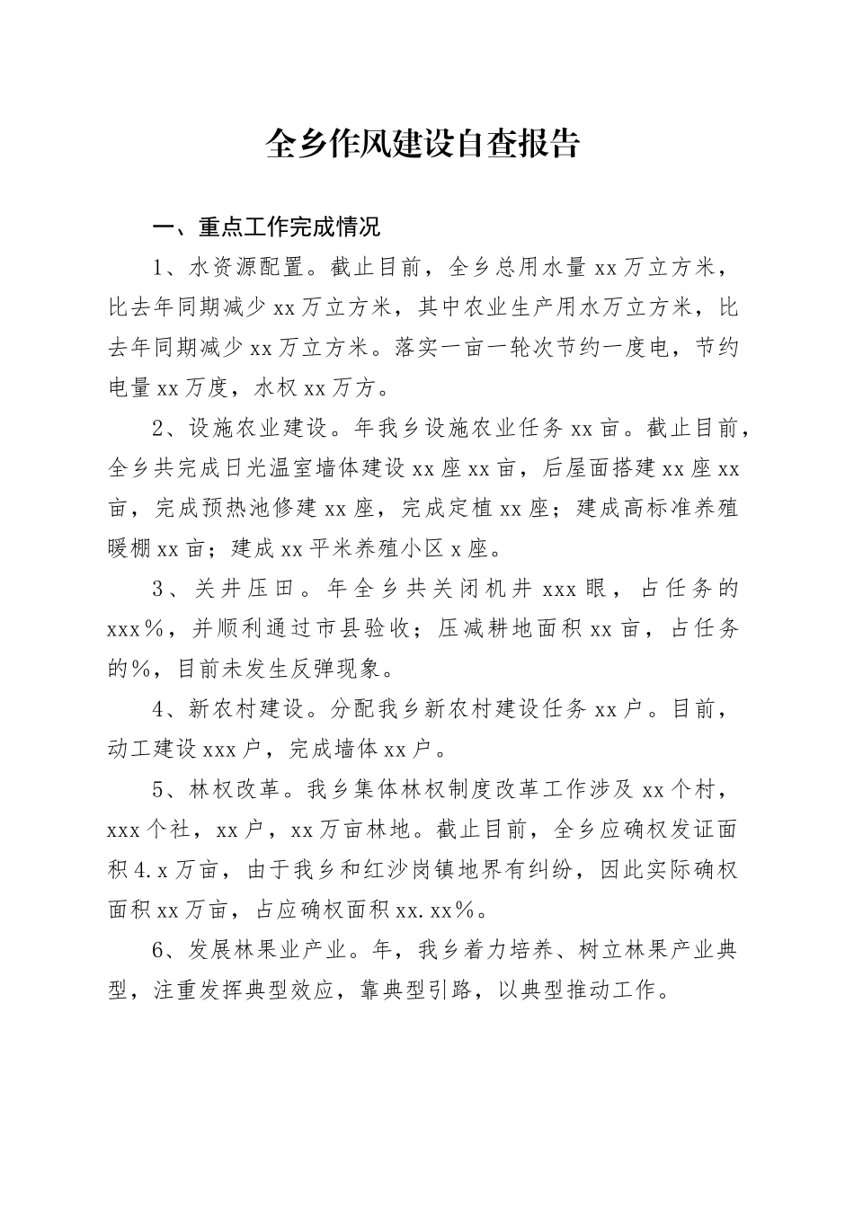 全乡作风建设自查报告_第1页