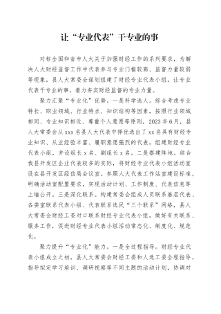 让“专业代表”干专业的事