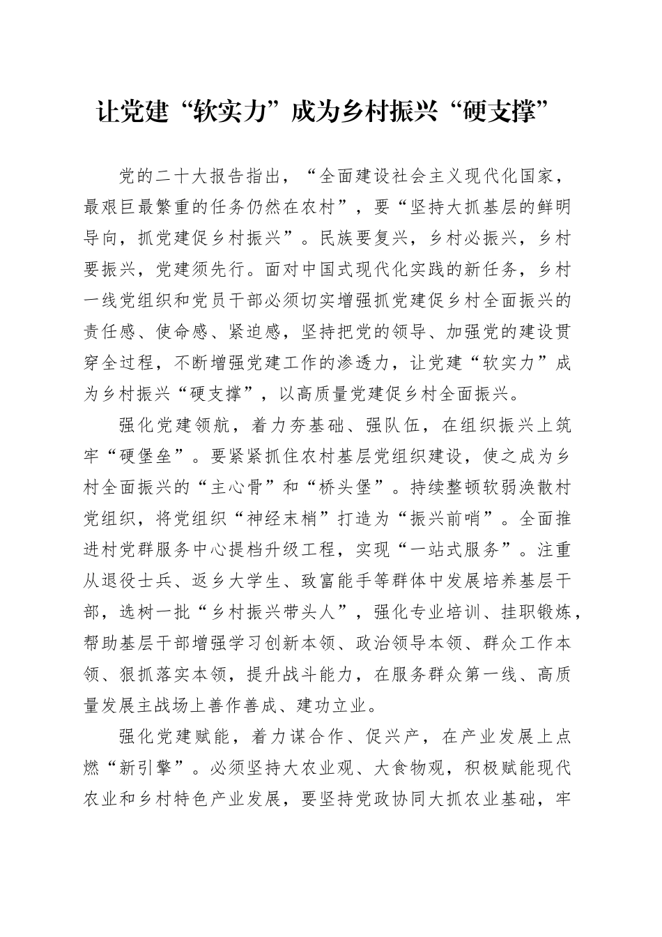 让党建“软实力”成为乡村振兴“硬支撑”_第1页